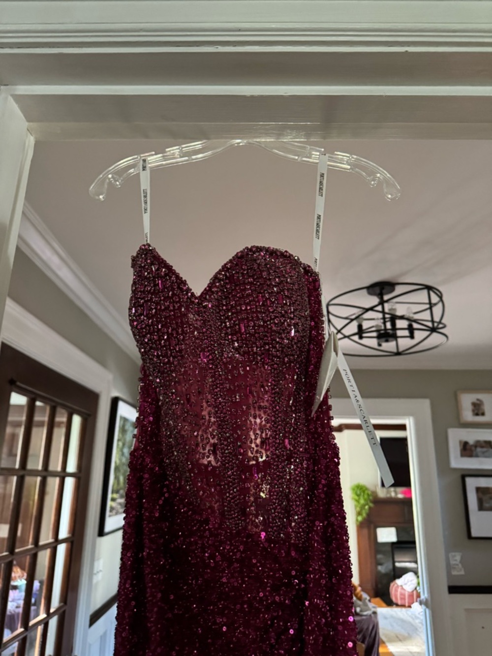 Portia and Scarlett Strapless Fuchsia Sequin Corset Gown PS24850C - Picture 8 of 8
